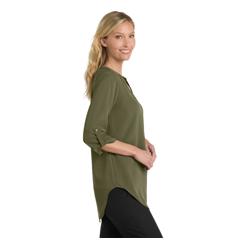 Port Authority® Women's 3/4-Sleeve Tunic Blouse - Deep Olive