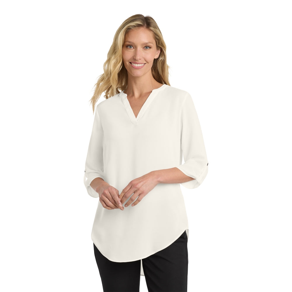 Port Authority® Women's 3/4-Sleeve Tunic Blouse - Ivory Chiffon