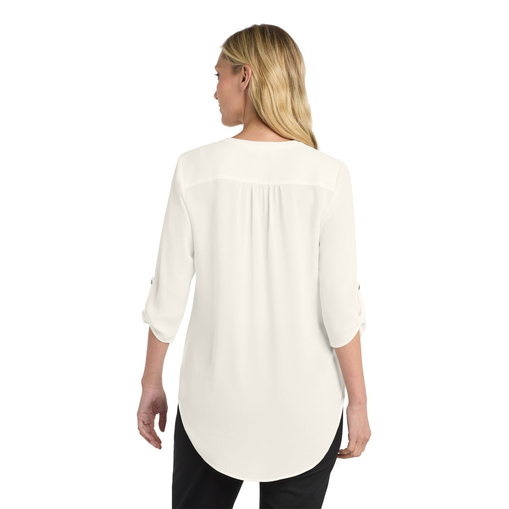 Port Authority® Women's 3/4-Sleeve Tunic Blouse - Ivory Chiffon
