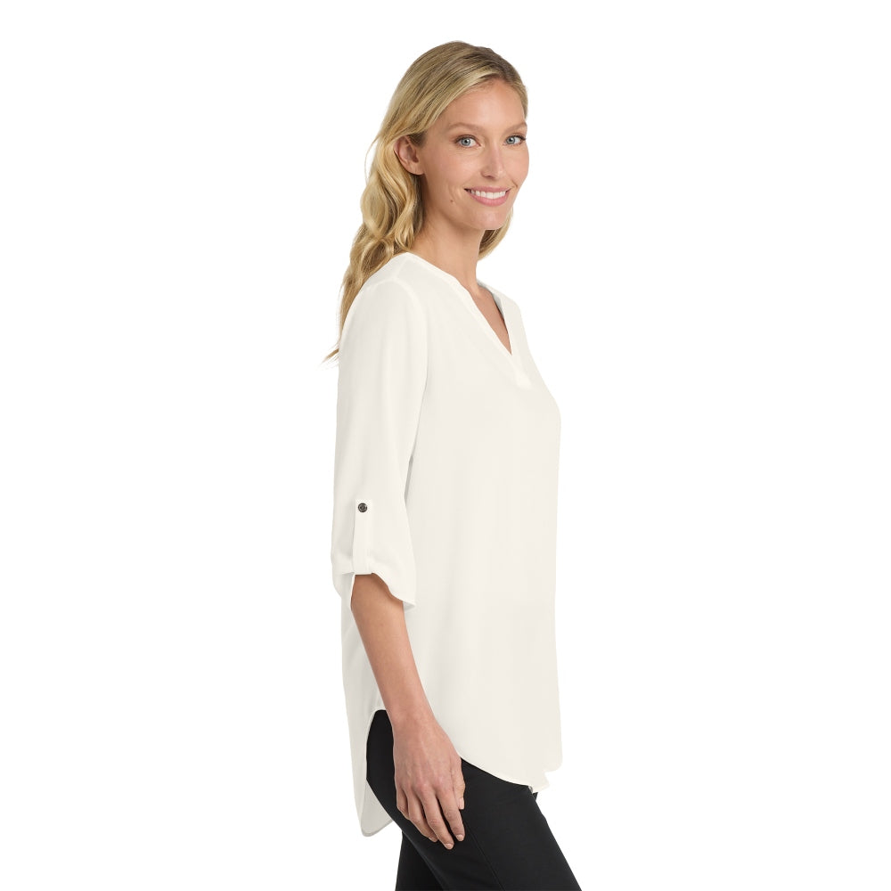Port Authority® Women's 3/4-Sleeve Tunic Blouse - Ivory Chiffon