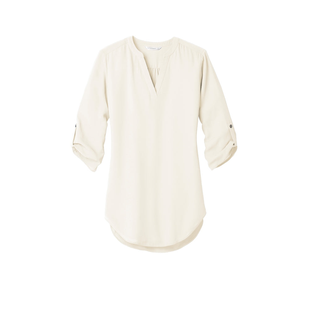 Port Authority® Women's 3/4-Sleeve Tunic Blouse - Ivory Chiffon