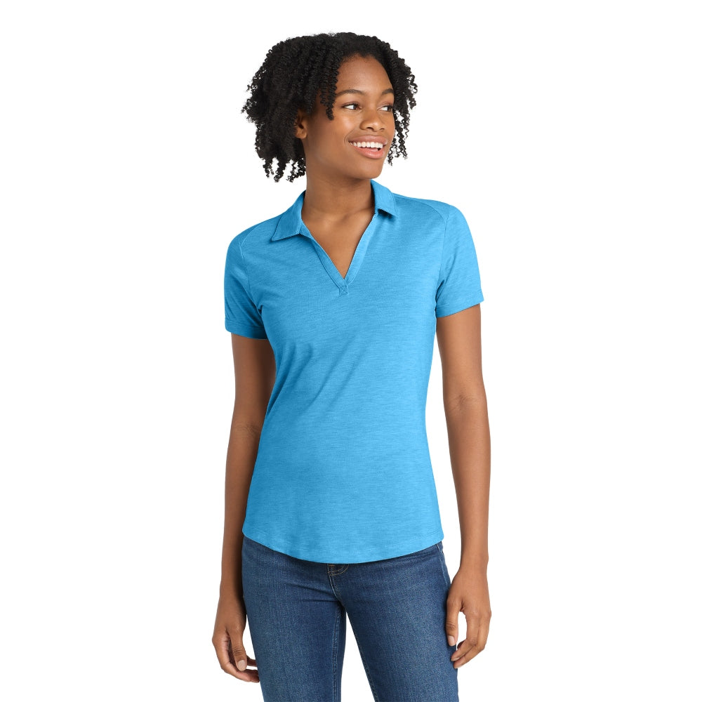 Sport-Tek® Women's PosiCharge® Tri-Blend Wicking Polo - Pond Blue Heather