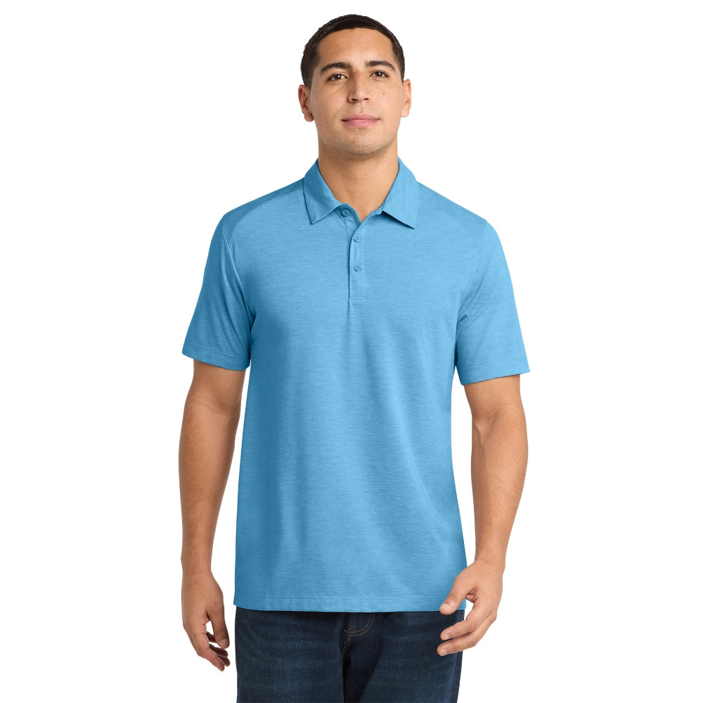 Sport-Tek® PosiCharge® Tri-Blend Wicking Polo - Pond Blue Heather