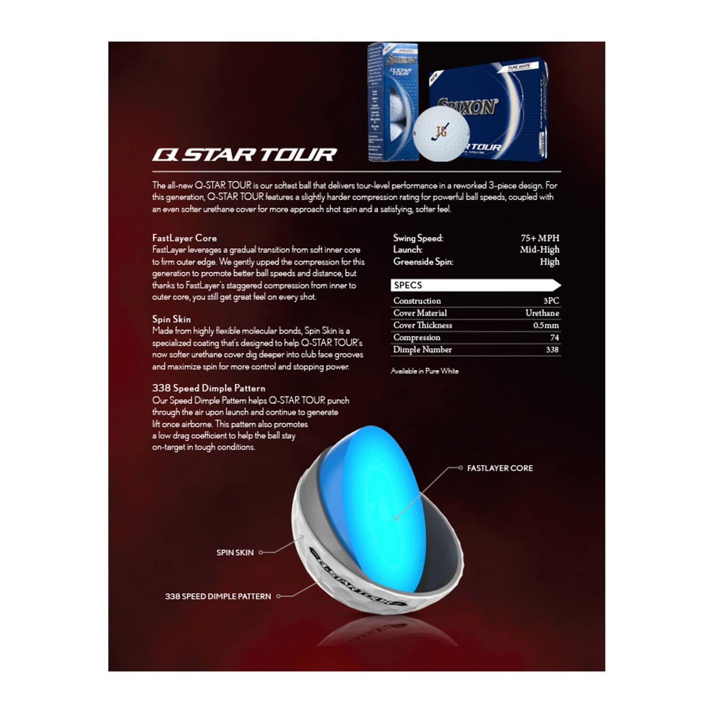 Srixon Q-STAR TOUR Golf Balls - 3 Pack - White