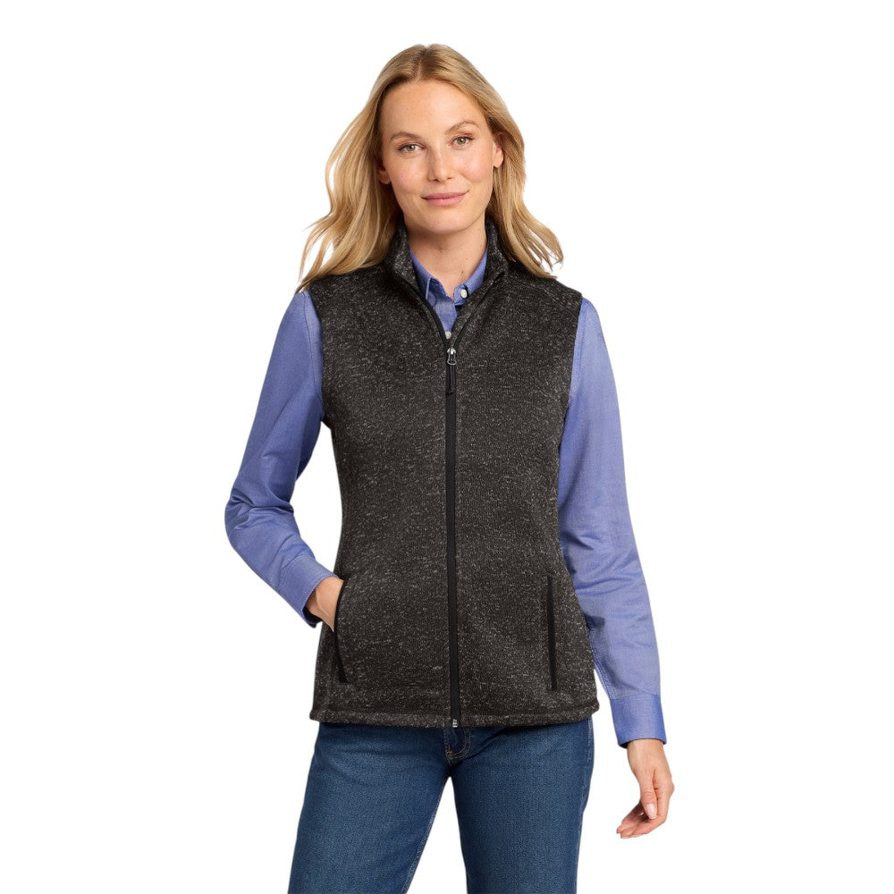 Port Authority ® Women's Sweater Fleece Vest - Black Heather