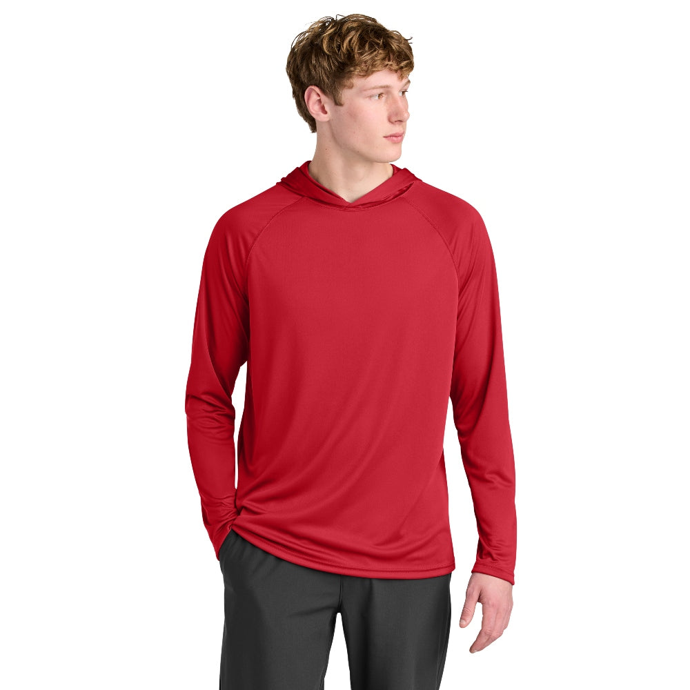 A4 Cooling Performance Long Sleeve Hooded Tee - Scarlet