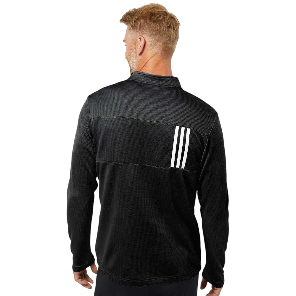 Adidas Men's 3-Stripes Double-Knit Quarter-Zip Pullover - Black/Grey Two