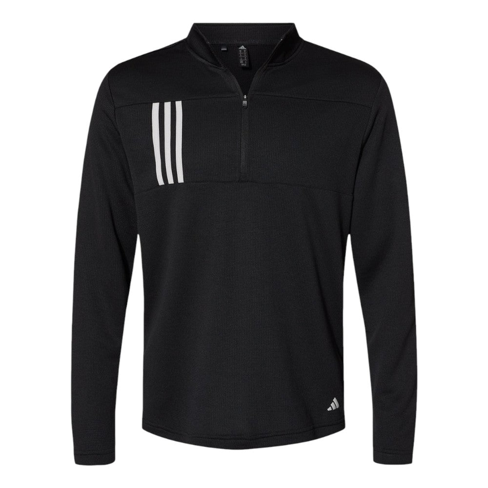 Adidas Men's 3-Stripes Double-Knit Quarter-Zip Pullover - Black/Grey Two