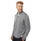 Adidas Men's 3-Stripes Double-Knit Quarter-Zip Pullover - Grey Three/White