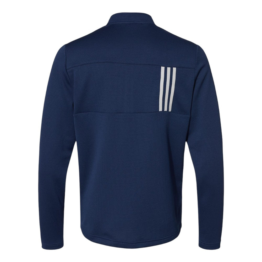 Adidas Men's 3-Stripes Double-Knit Quarter-Zip Pullover - Team Navy Blue/Grey Two