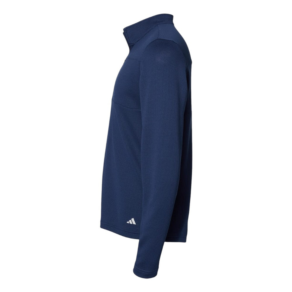 Adidas Men's 3-Stripes Double-Knit Quarter-Zip Pullover - Team Navy Blue/Grey Two