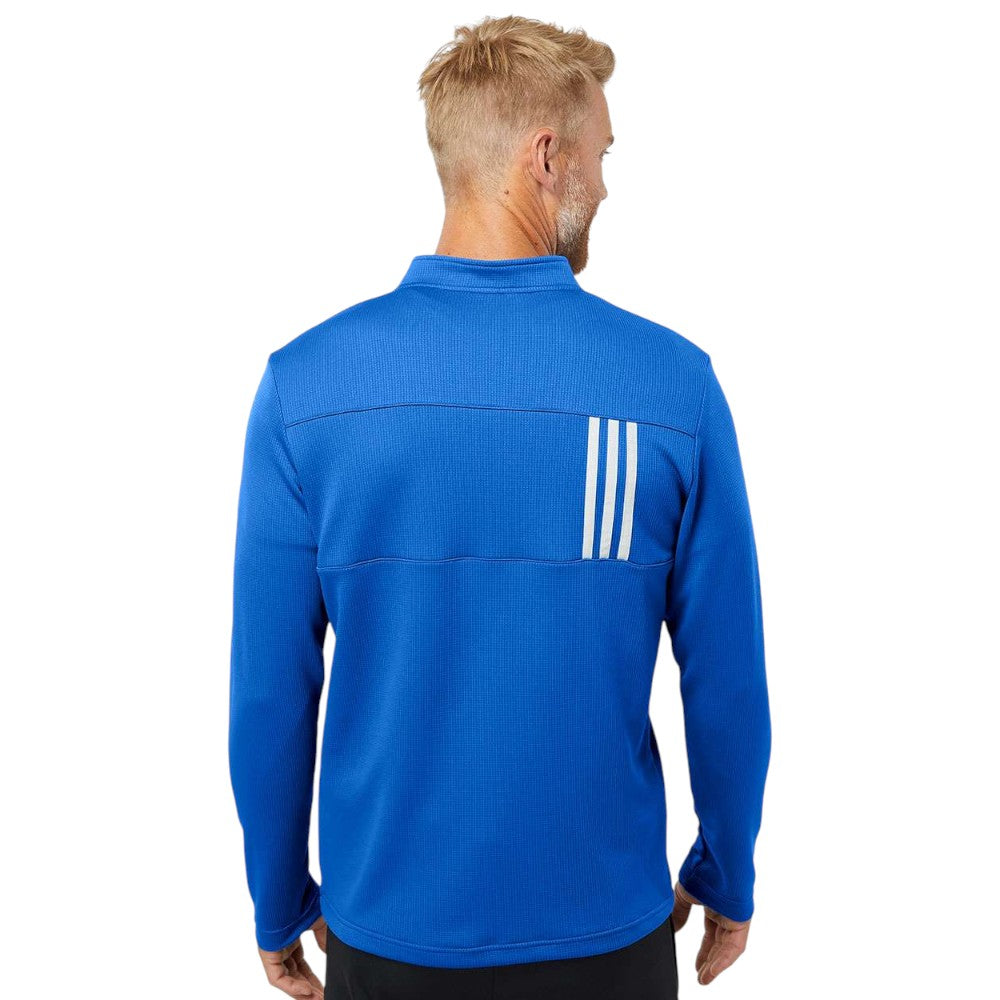 Adidas Men's 3-Stripes Double-Knit Quarter-Zip Pullover - Team Royal/Grey Two