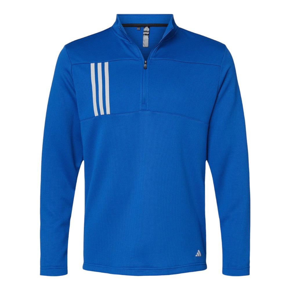 Adidas Men's 3-Stripes Double-Knit Quarter-Zip Pullover - Team Royal/Grey Two