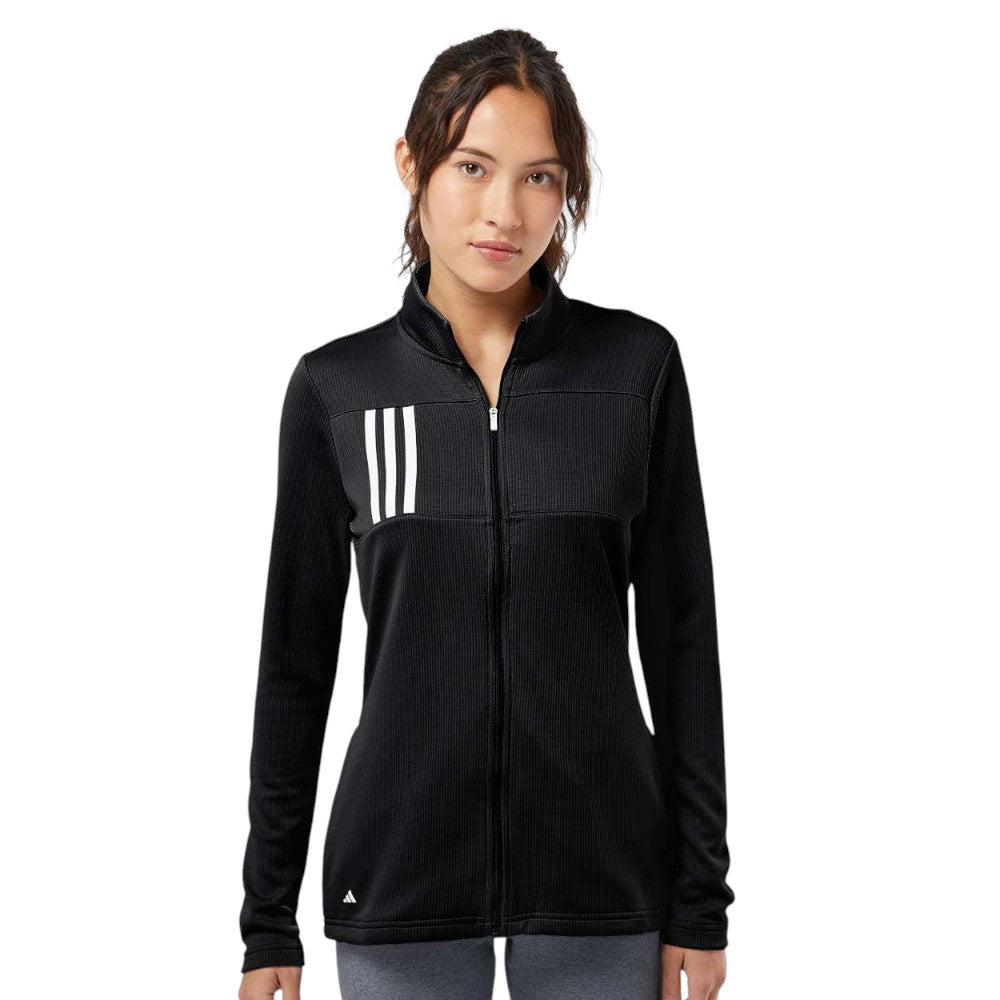 Adidas Women's 3-Stripes Double Knit Full-Zip Jacket - Black/Grey Two