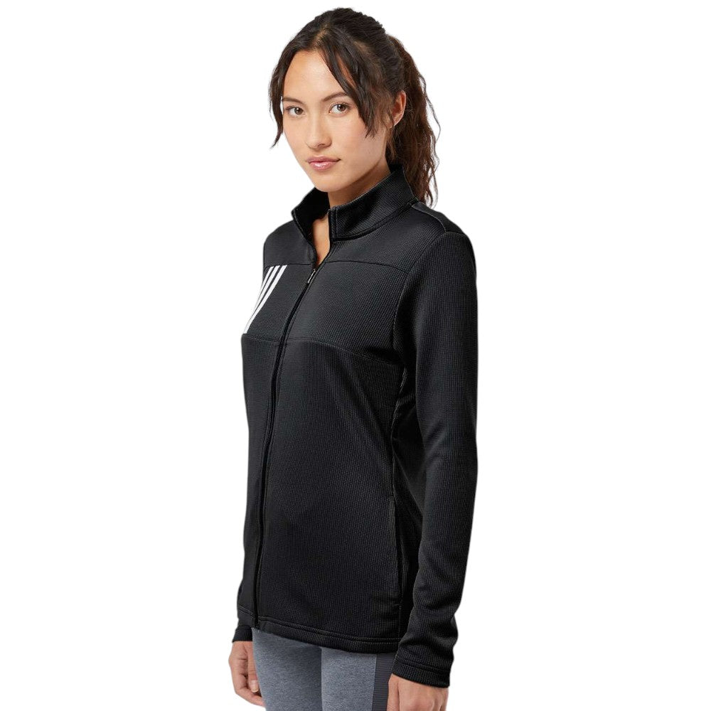 Adidas Women's 3-Stripes Double Knit Full-Zip Jacket - Black/Grey Two