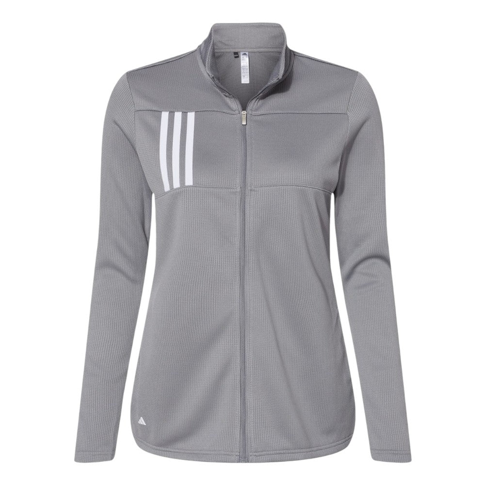 Adidas Women's 3-Stripes Double Knit Full-Zip Jacket - Grey Three/White