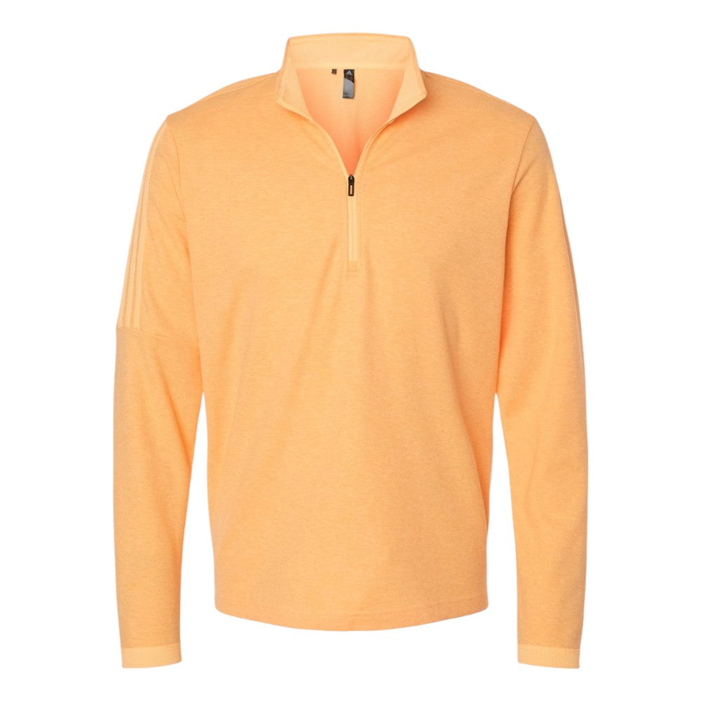 Adidas Men's 3-Stripes Quarter-Zip Sweater Pullover - Acid Orange Melange