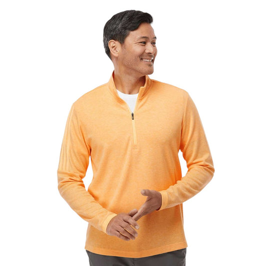 Adidas Men's 3-Stripes Quarter-Zip Sweater Pullover - Acid Orange Melange