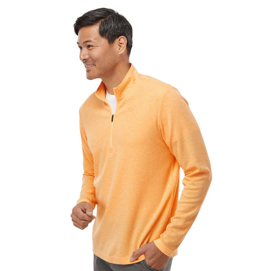 Adidas Men's 3-Stripes Quarter-Zip Sweater Pullover - Acid Orange Melange