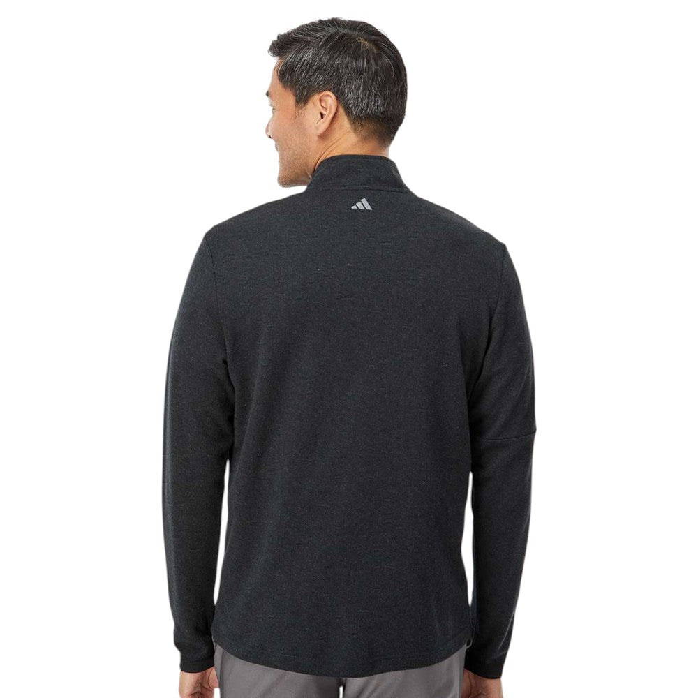 Adidas Men's 3-Stripes Quarter-Zip Sweater Pullover - Black Melange