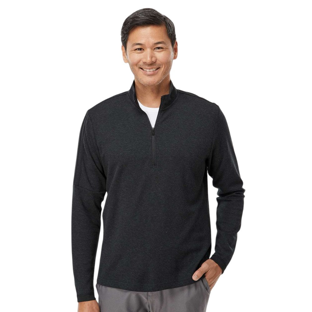 Adidas Men's 3-Stripes Quarter-Zip Sweater Pullover - Black Melange