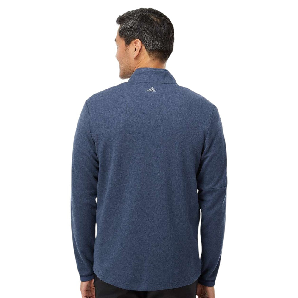 Adidas Men's 3-Stripes Quarter-Zip Sweater Pullover - Collegiate Blue Melange
