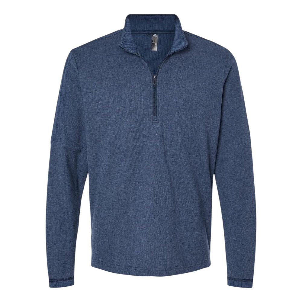 Adidas Men's 3-Stripes Quarter-Zip Sweater Pullover - Collegiate Blue Melange