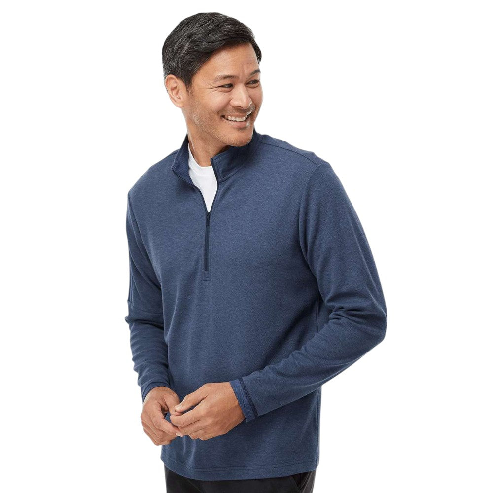 Adidas Men's 3-Stripes Quarter-Zip Sweater Pullover - Collegiate Blue Melange