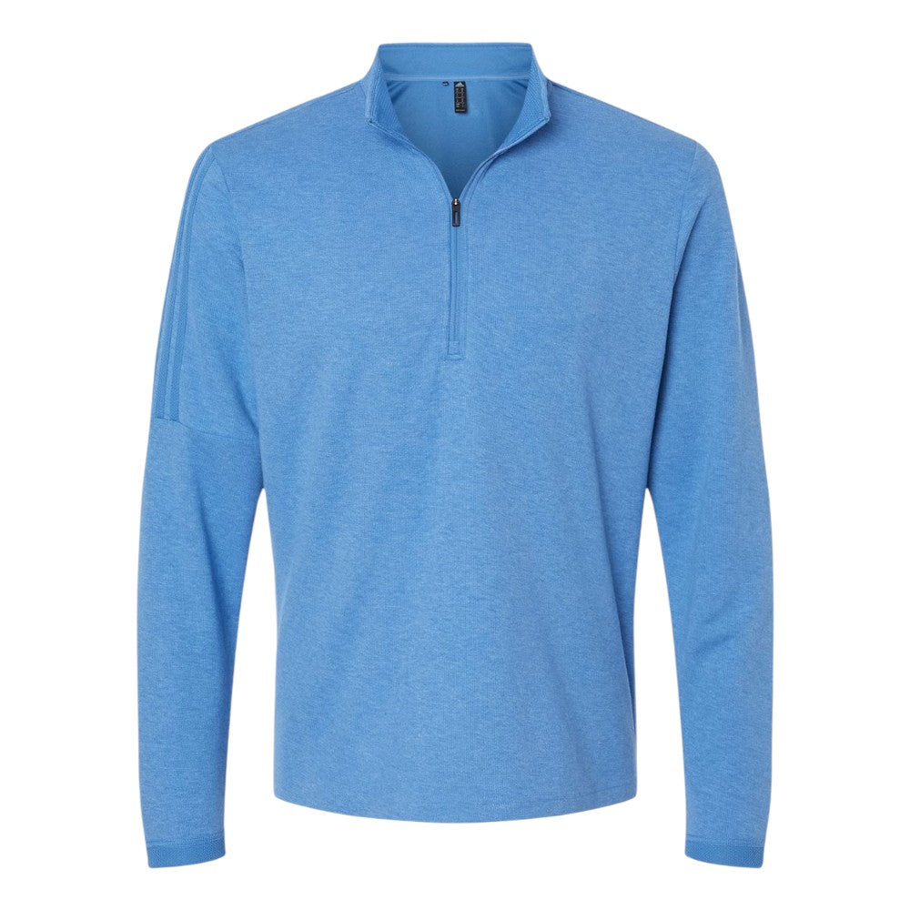 Adidas Men's 3-Stripes Quarter-Zip Sweater Pullover - Focus Blue Melange
