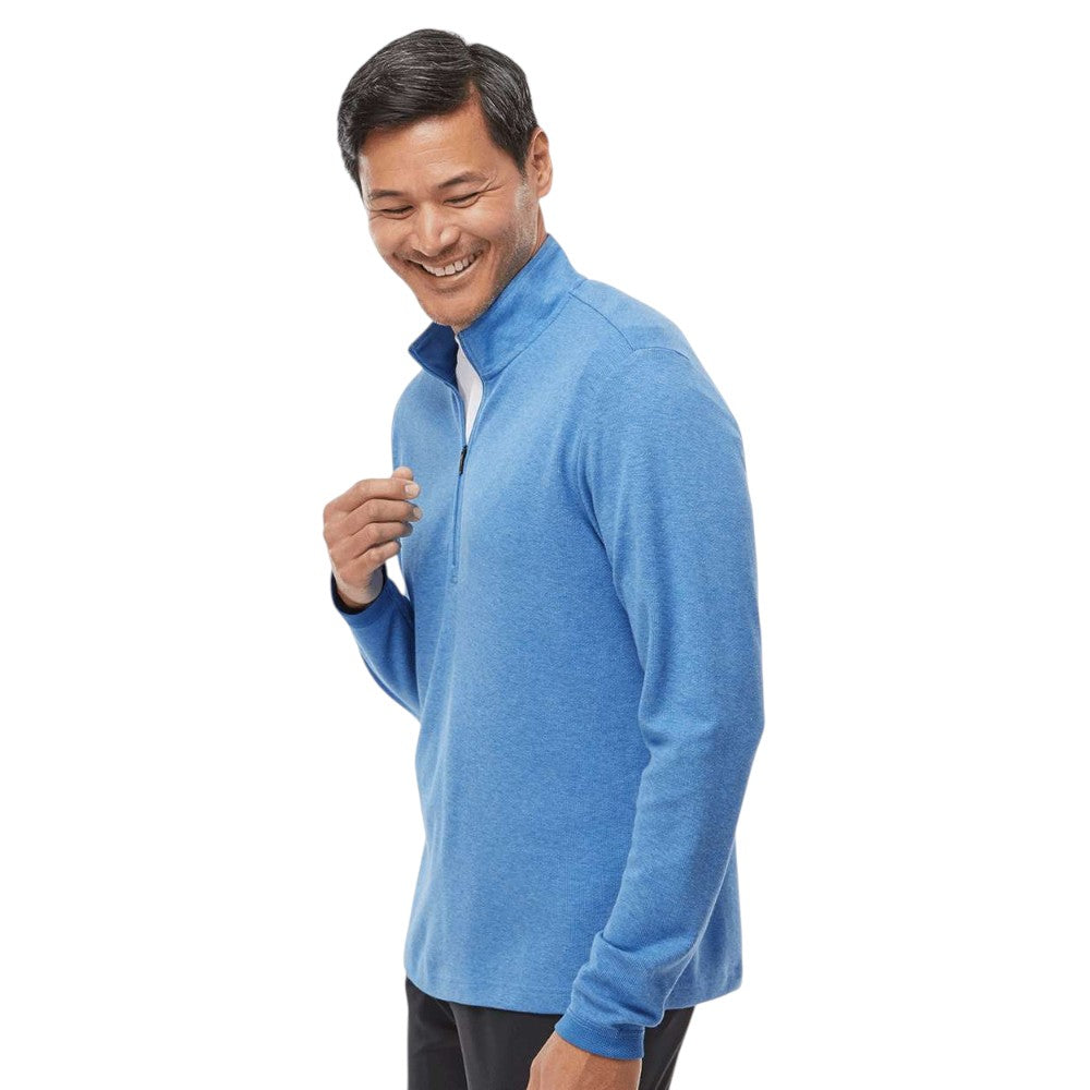 Adidas Men's 3-Stripes Quarter-Zip Sweater Pullover - Focus Blue Melange