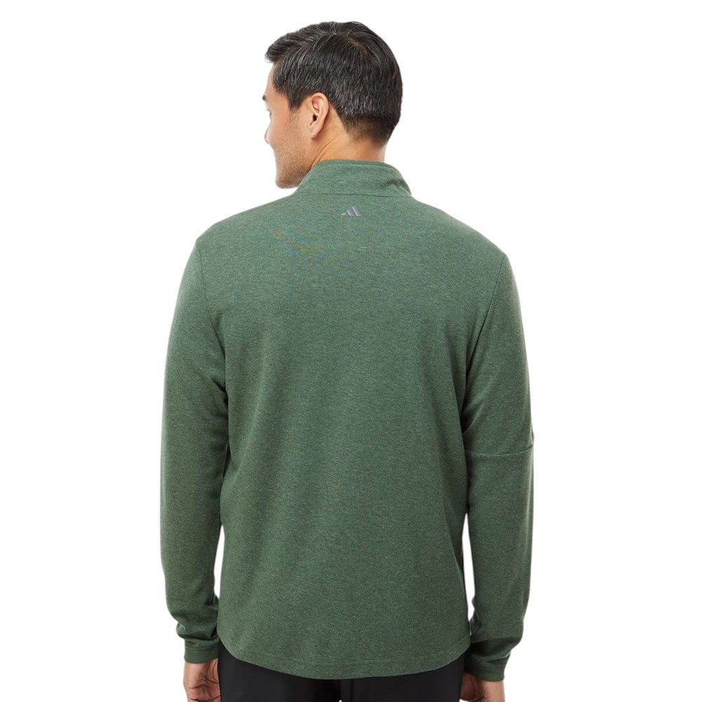 Adidas Men's 3-Stripes Quarter-Zip Sweater Pullover - Green Oxide Melange