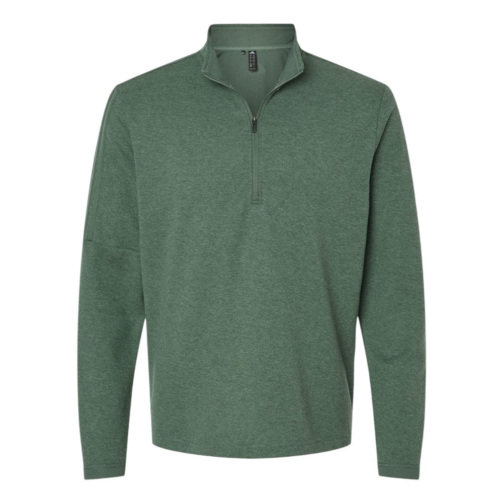 Adidas Men's 3-Stripes Quarter-Zip Sweater Pullover - Green Oxide Melange