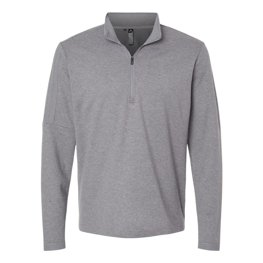 Adidas Men's 3-Stripes Quarter-Zip Sweater Pullover - Grey Three Melange