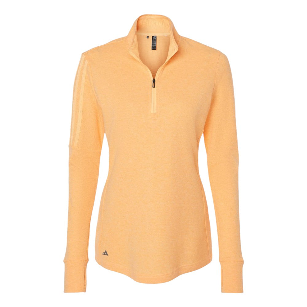 Adidas Women's 3-Stripes Quarter-Zip Sweater Pullover - Acid Orange Melange