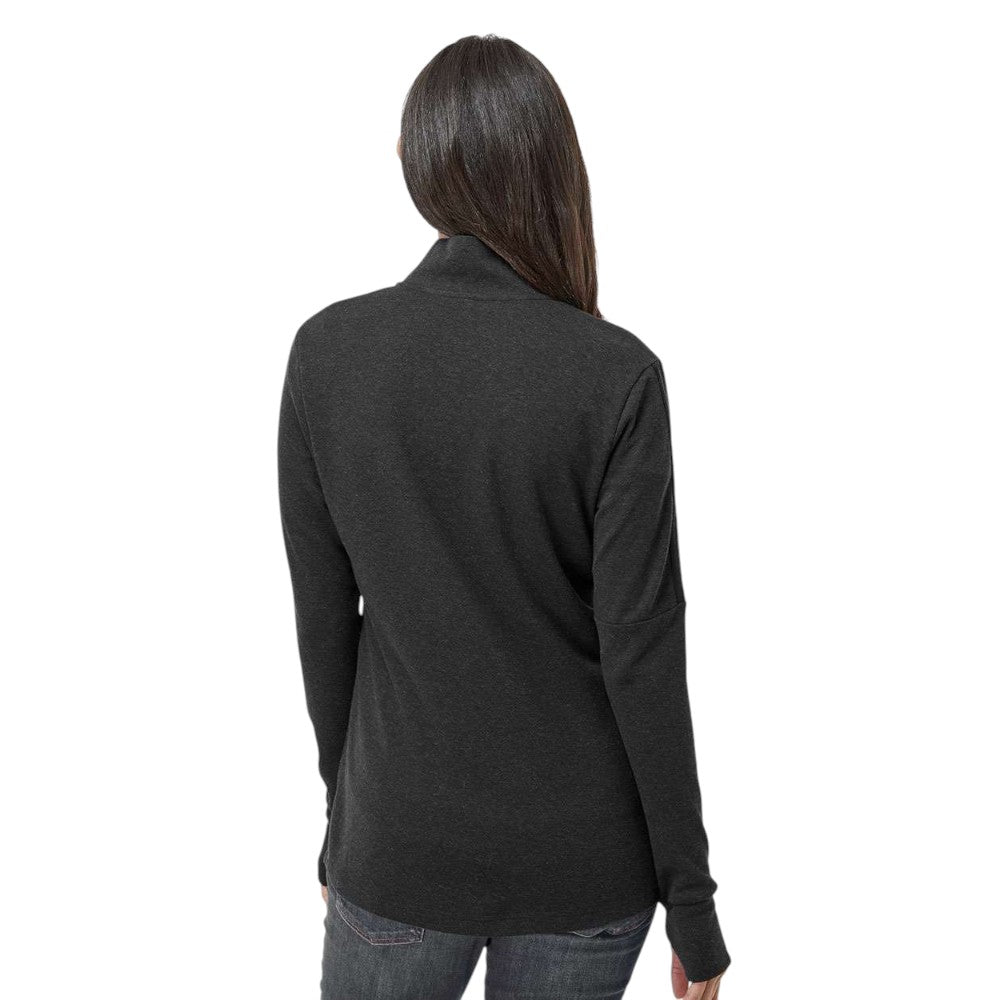 Adidas Women's 3-Stripes Quarter-Zip Sweater Pullover - Black Melange