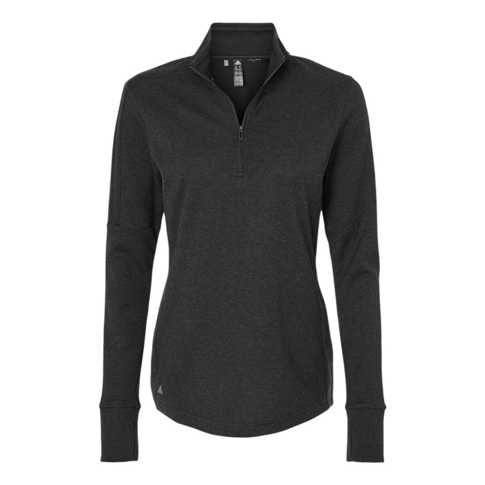 Adidas Women's 3-Stripes Quarter-Zip Sweater Pullover - Black Melange
