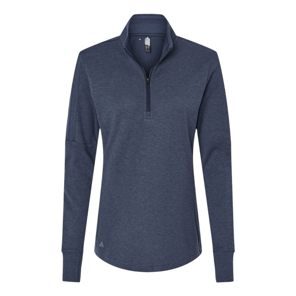 Adidas Women's 3-Stripes Quarter-Zip Sweater Pullover - Collegiate Navy Melange