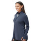 Adidas Women's 3-Stripes Quarter-Zip Sweater Pullover - Collegiate Navy Melange