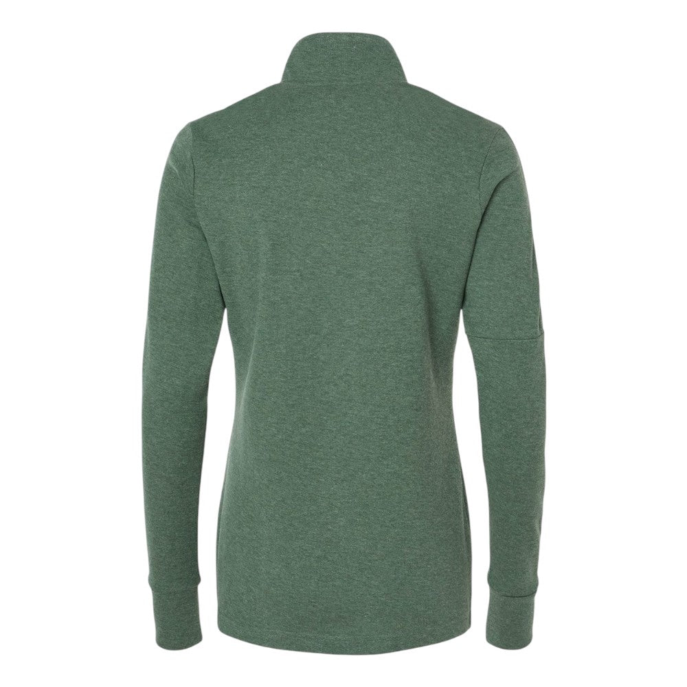 Adidas Women's 3-Stripes Quarter-Zip Sweater Pullover - Green Oxide Melange