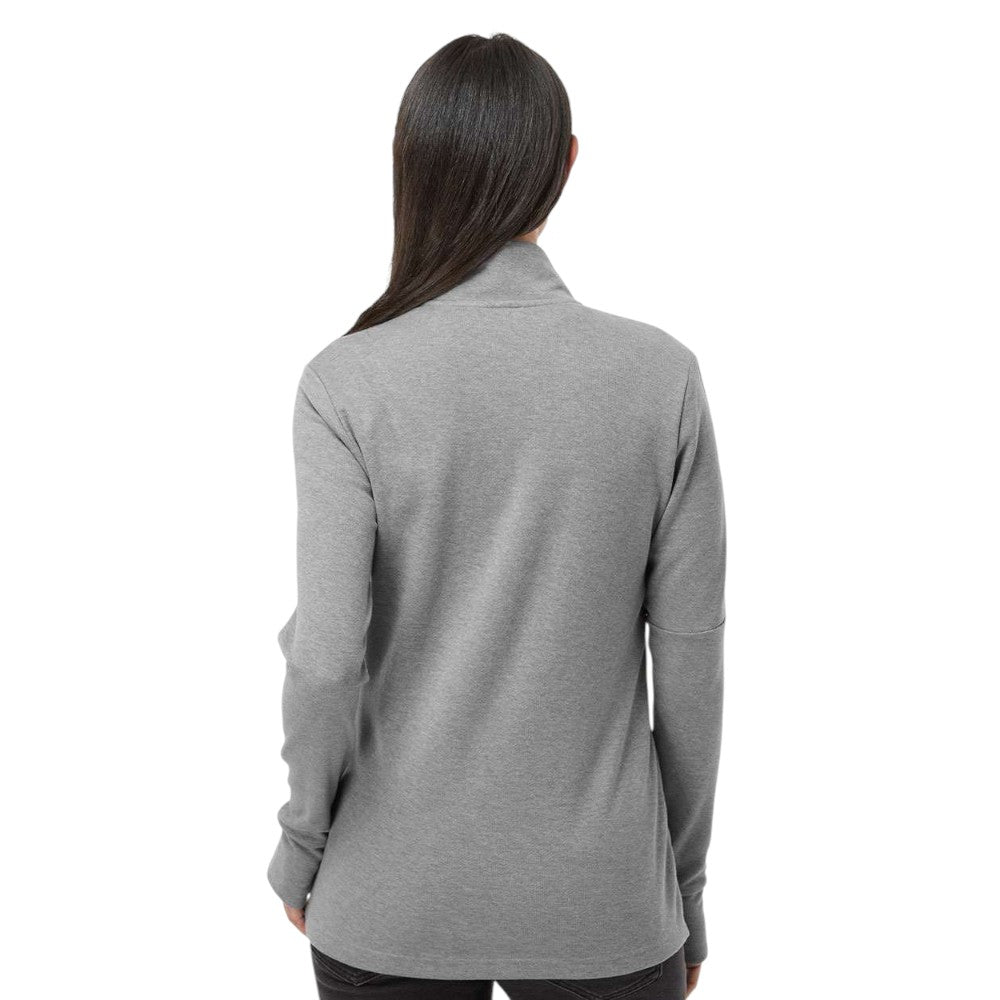 Adidas Women's 3-Stripes Quarter-Zip Sweater Pullover - Grey Three Melange