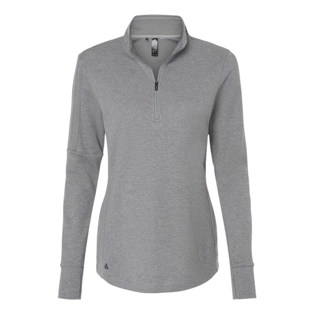 Adidas Women's 3-Stripes Quarter-Zip Sweater Pullover - Grey Three Melange