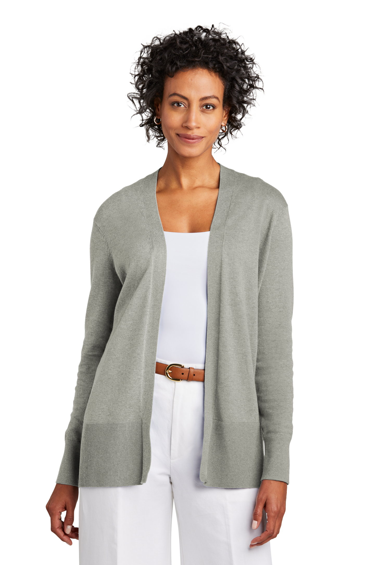 Brooks Brothers® Women’s Cotton Stretch Long Cardigan Sweater - Light Shadow Grey Heather