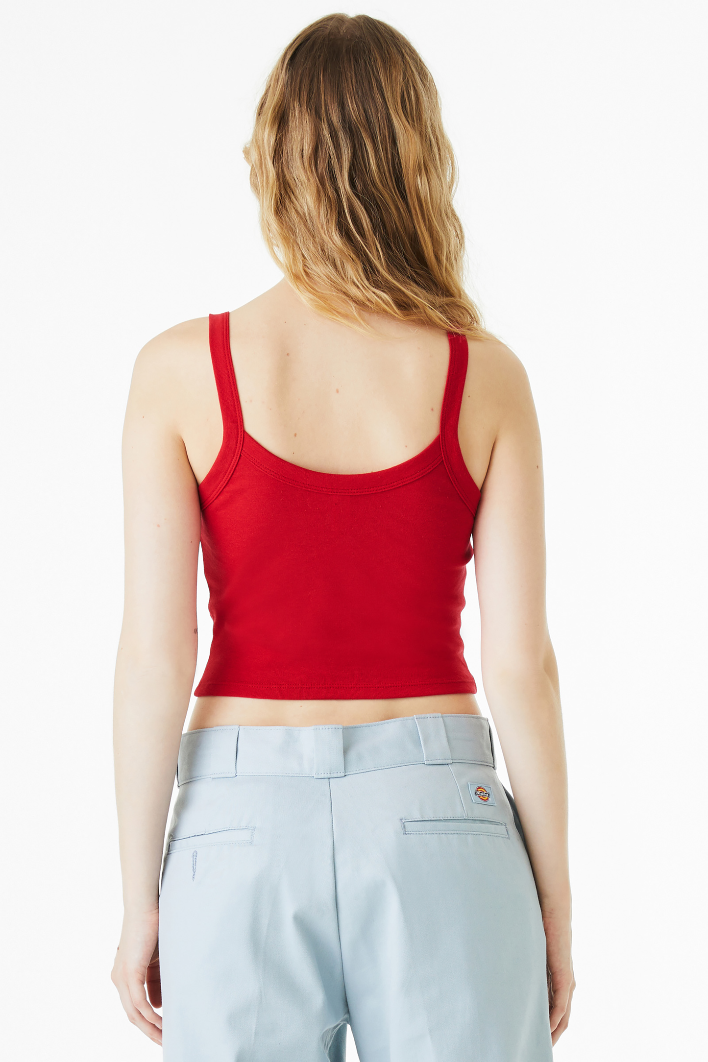 BELLA+CANVAS® Women’s Micro Rib Spaghetti Strap Tank - Solid Red Blend