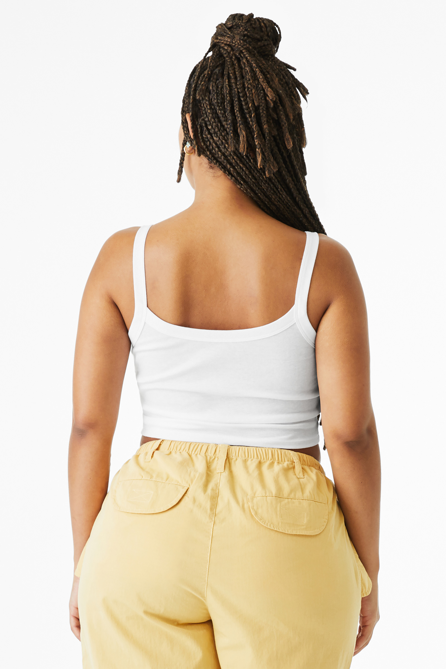 BELLA+CANVAS® Women’s Micro Rib Spaghetti Strap Tank - Solid White Blend