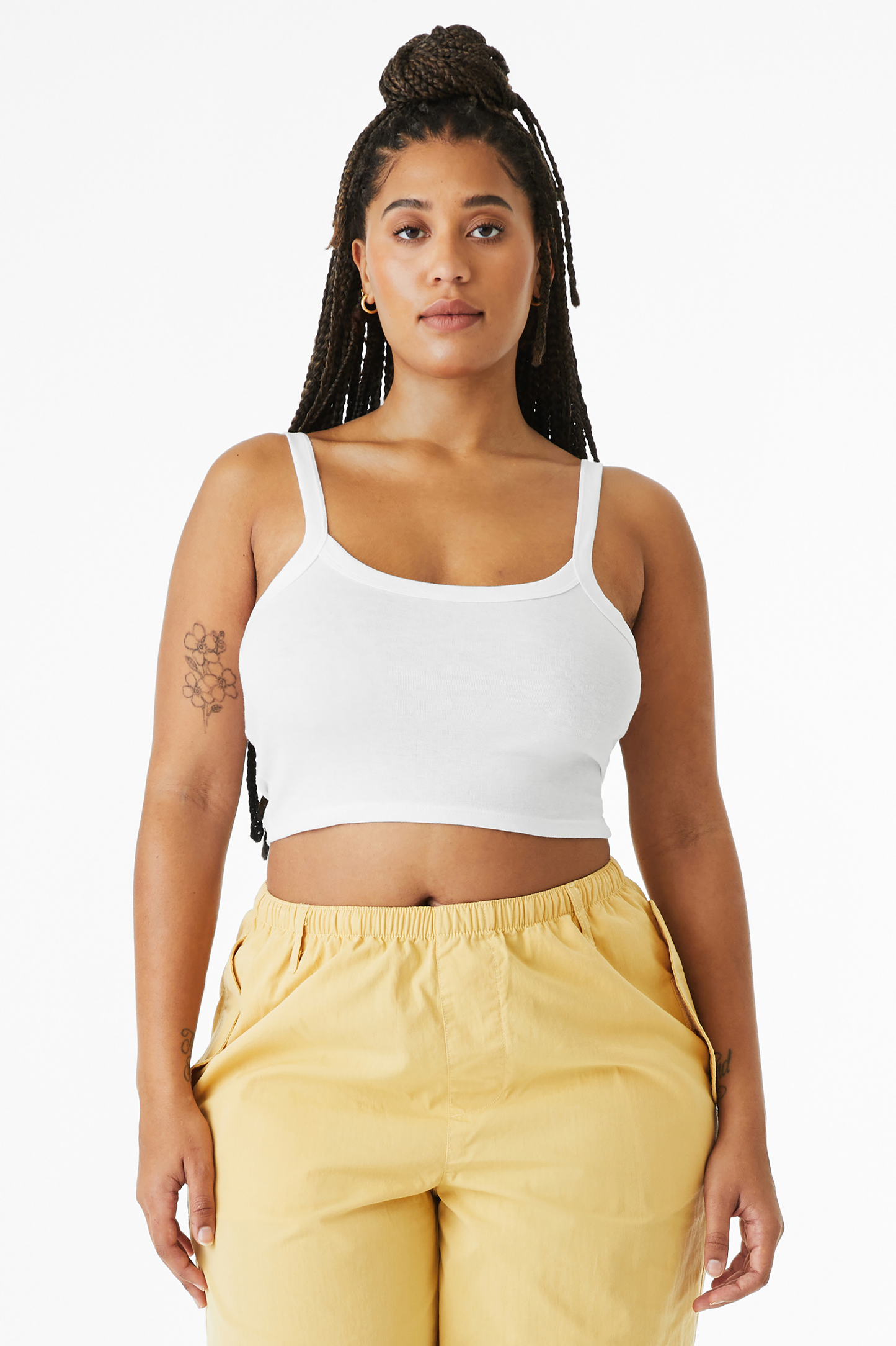 BELLA+CANVAS® Women’s Micro Rib Spaghetti Strap Tank - Solid White Blend