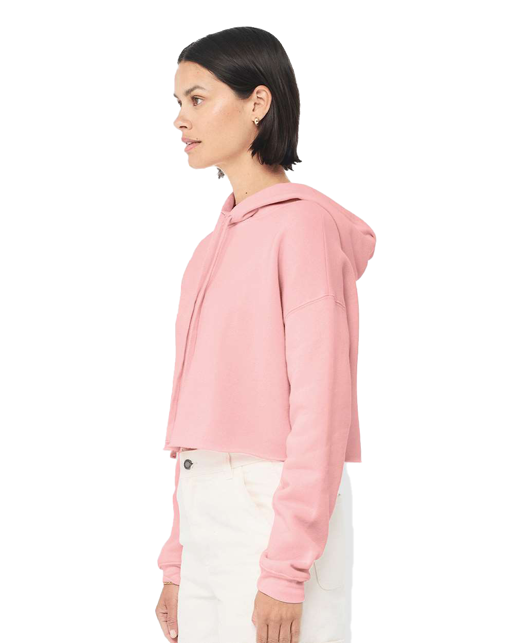 Women's Cropped Fleece Hoodie - Pink