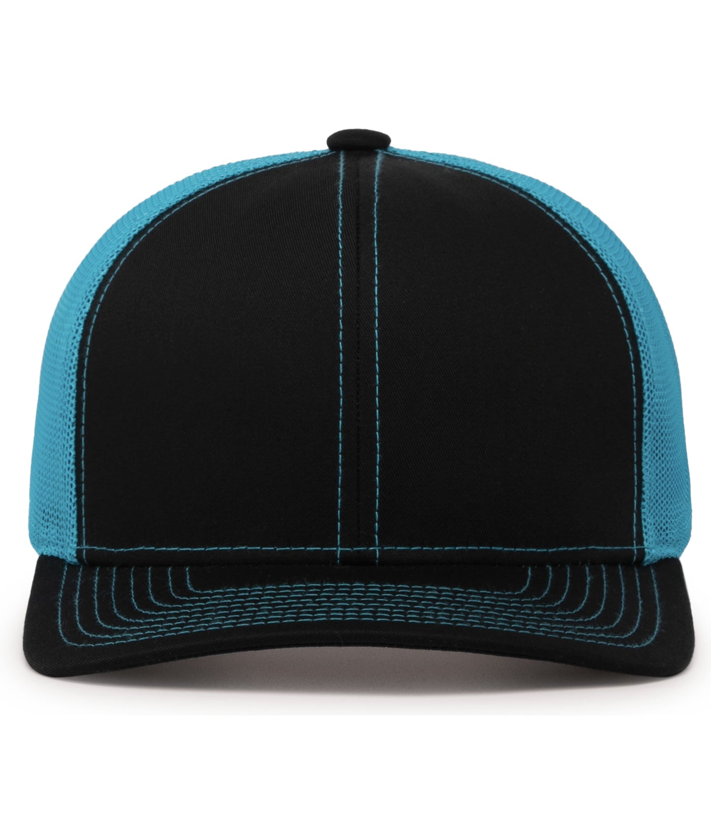 Pacific Headwear Trucker Snapback Cap - Black/Neon Blue/Black