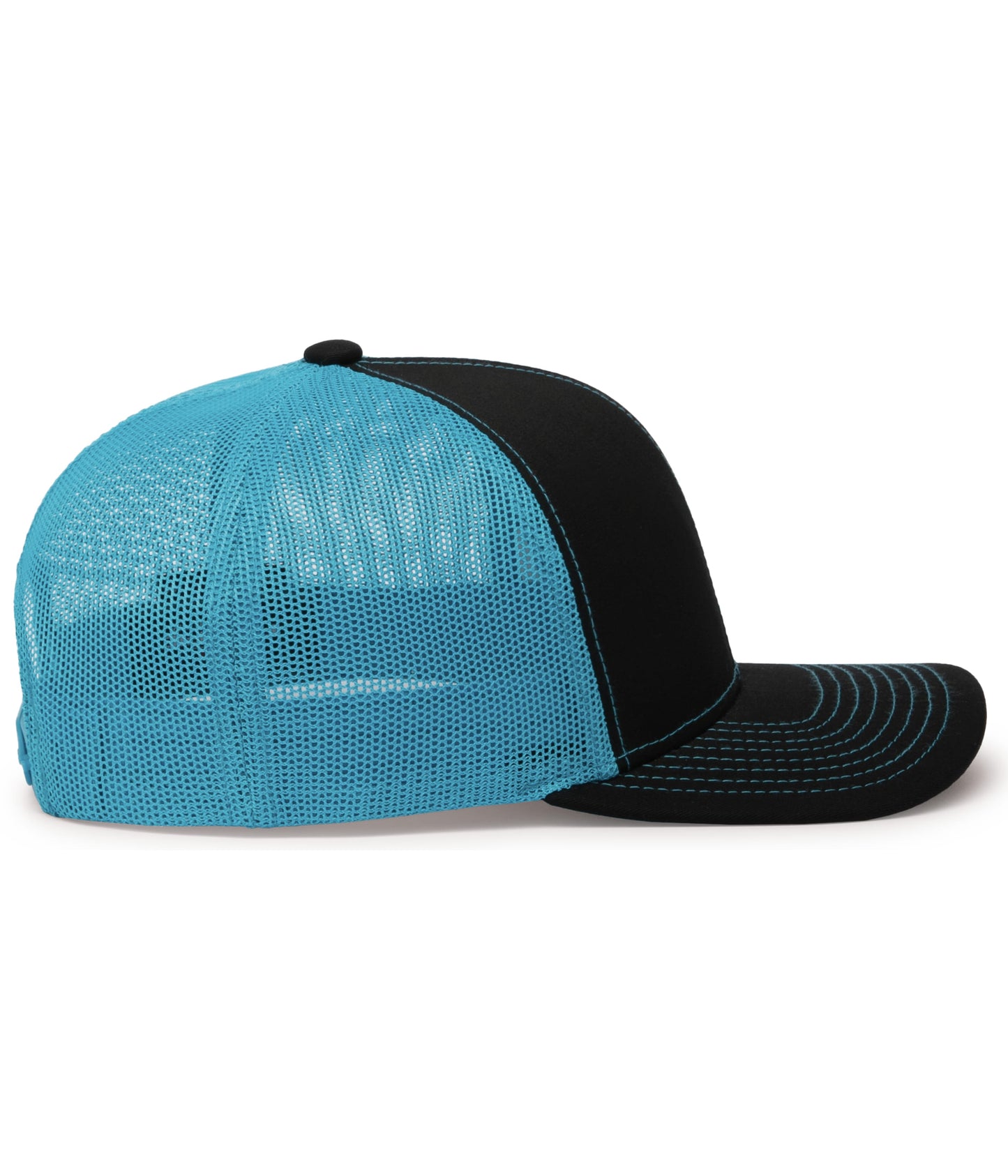 Pacific Headwear Trucker Snapback Cap - Black/Neon Blue/Black