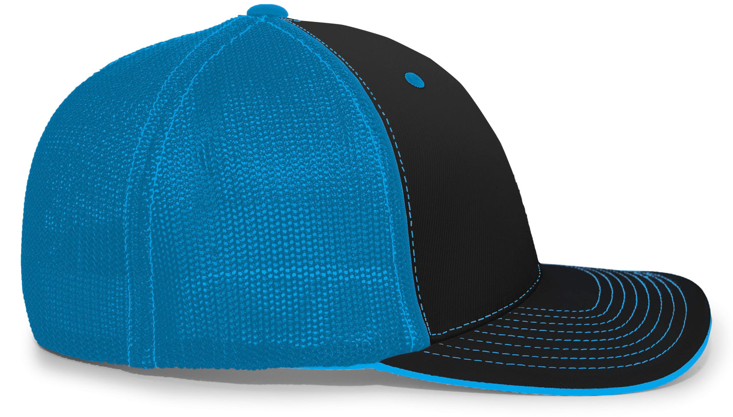 Pacific Headwear Trucker PacFlex Cap - Black/Neon Blue/Black