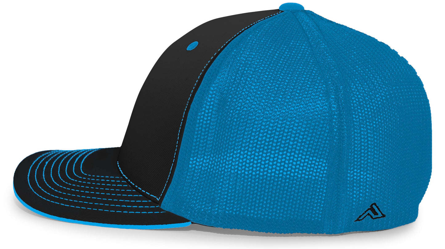 Pacific Headwear Trucker PacFlex Cap - Black/Neon Blue/Black